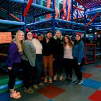 young woman at kids play center