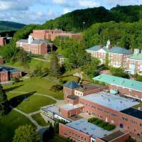 aerial view of campus in summer