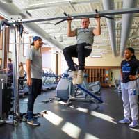 students working out in gym